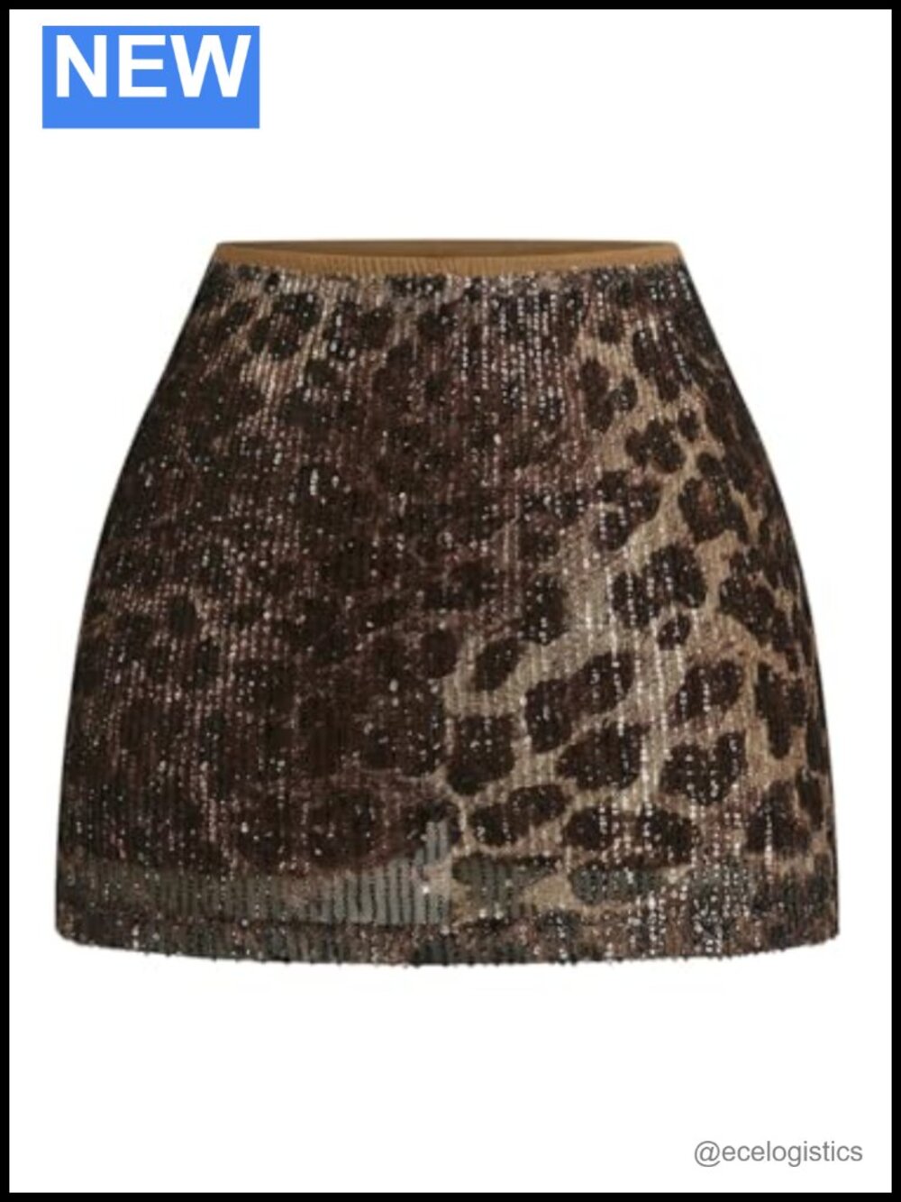Plus Size Leopard Sequin Mini Skirt with Shorts Y2K Clubwear Rave